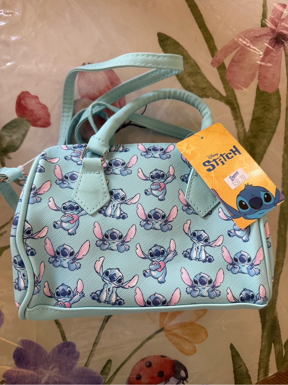 Disney Stitch Mint Green and Pink Kids Crossbody Handbag